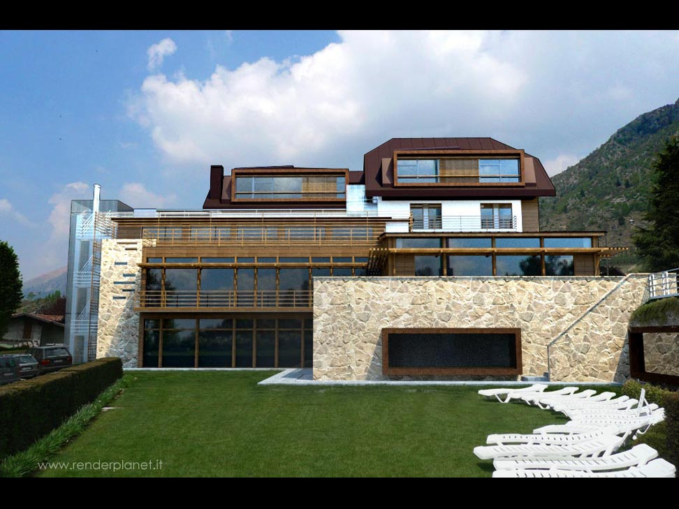 Rendering di Hotel in sasso